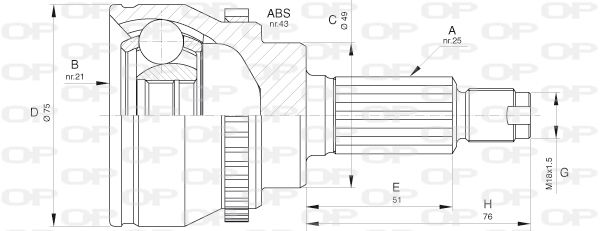 OPEN PARTS Liigendlaager, veovõll CVJ5648.10